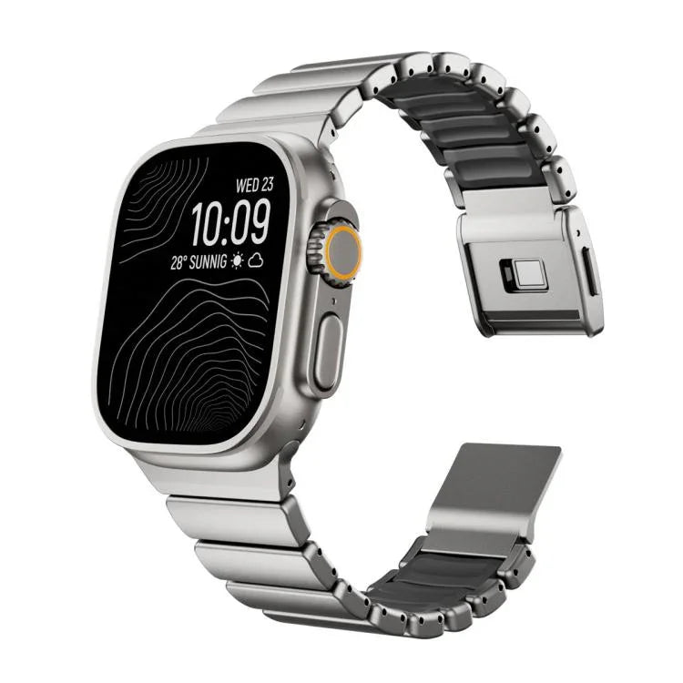 磁吸諾曼扣一體式單珠不鏽鋼錶帶，適用於 Apple Watch 46mm / 49mm / 45mm / 44mm