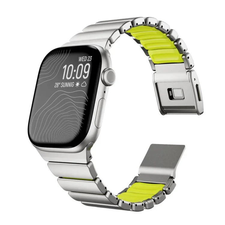 磁吸諾曼扣一體式單珠不鏽鋼錶帶，適用於 Apple Watch 46mm / 49mm / 45mm / 44mm