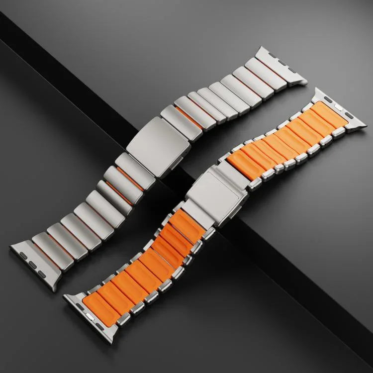 磁吸諾曼扣一體式單珠不鏽鋼錶帶，適用於 Apple Watch 46mm / 49mm / 45mm / 44mm