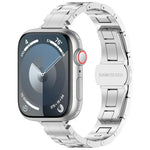 細腰三珠蝴蝶扣鈦合金錶帶，適用於 Apple Watch 46mm / 49mm / 45mm / 44mm，適用於 Apple Watch 42mm / 41mm / 40mm / 38mm