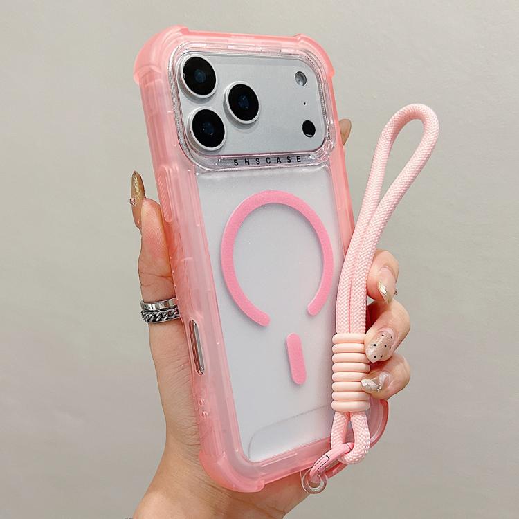 透明霧面TPU混合PC三合一MagSafe手機殼附手腕帶，適用於iPhone 17 Pro Max、iPhone 17 Pro、iPhone 17、iPhone Air、iPhone 16 Pro Max、iPhone 16 Pro、iPhone 16 Plus、iPhone 16