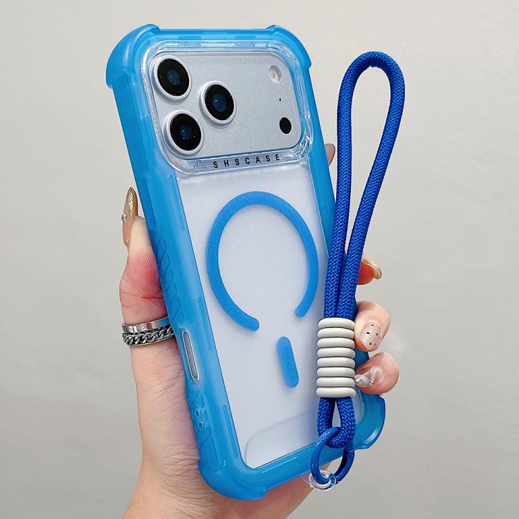 透明霧面TPU混合PC三合一MagSafe手機殼附手腕帶，適用於iPhone 17 Pro Max、iPhone 17 Pro、iPhone 17、iPhone Air、iPhone 16 Pro Max、iPhone 16 Pro、iPhone 16 Plus、iPhone 16