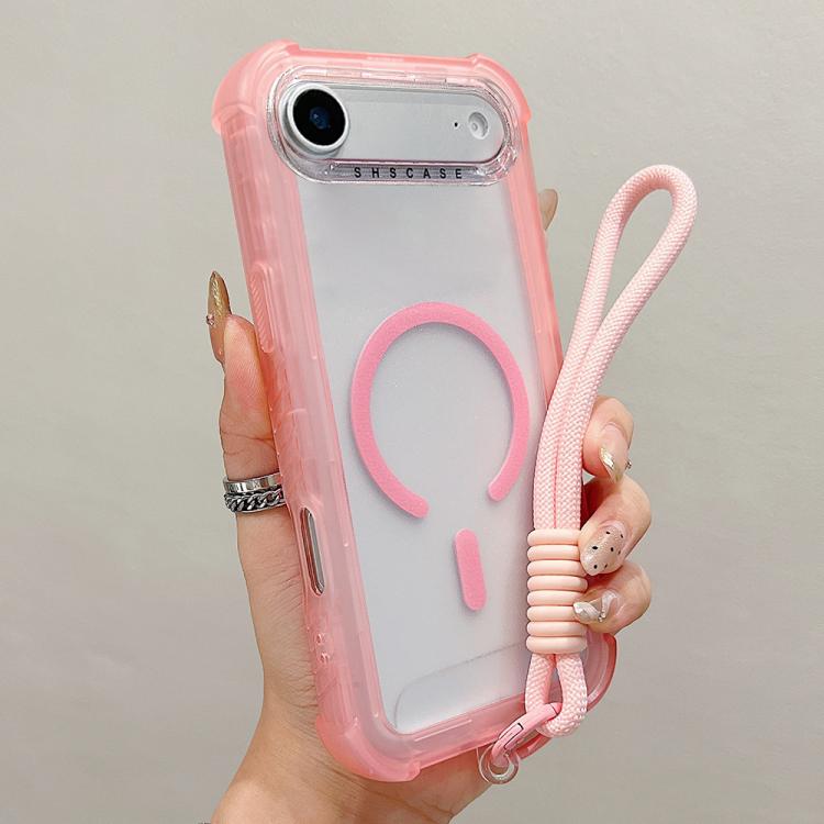 透明霧面TPU混合PC三合一MagSafe手機殼附手腕帶，適用於iPhone 17 Pro Max、iPhone 17 Pro、iPhone 17、iPhone Air、iPhone 16 Pro Max、iPhone 16 Pro、iPhone 16 Plus、iPhone 16