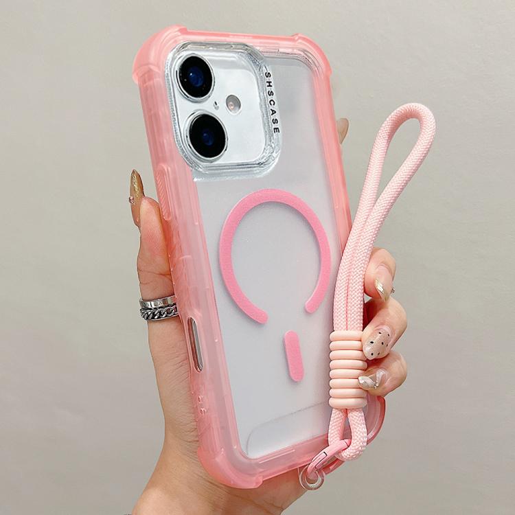 透明霧面TPU混合PC三合一MagSafe手機殼附手腕帶，適用於iPhone 17 Pro Max、iPhone 17 Pro、iPhone 17、iPhone Air、iPhone 16 Pro Max、iPhone 16 Pro、iPhone 16 Plus、iPhone 16