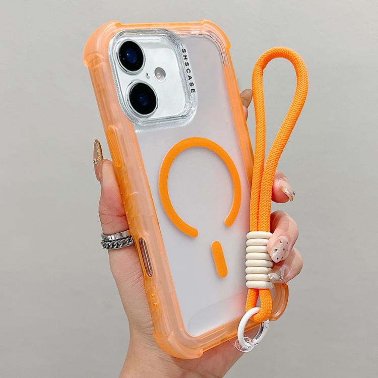 透明霧面TPU混合PC三合一MagSafe手機殼附手腕帶，適用於iPhone 17 Pro Max、iPhone 17 Pro、iPhone 17、iPhone Air、iPhone 16 Pro Max、iPhone 16 Pro、iPhone 16 Plus、iPhone 16