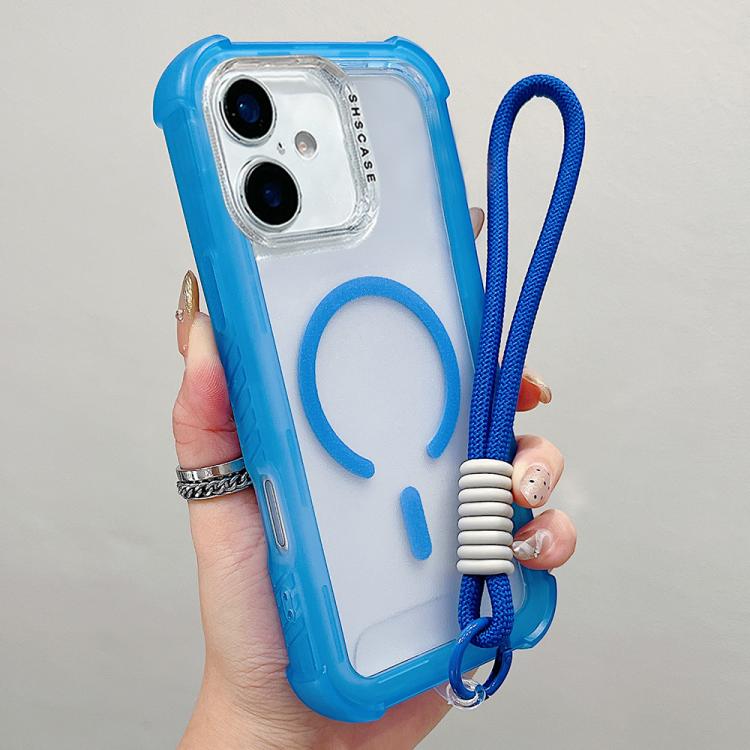 透明霧面TPU混合PC三合一MagSafe手機殼附手腕帶，適用於iPhone 17 Pro Max、iPhone 17 Pro、iPhone 17、iPhone Air、iPhone 16 Pro Max、iPhone 16 Pro、iPhone 16 Plus、iPhone 16