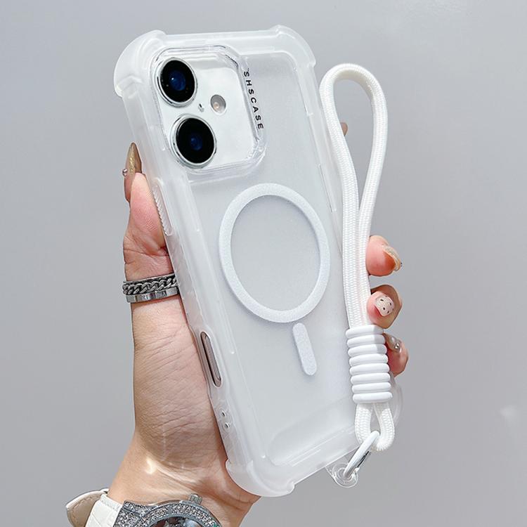 透明霧面TPU混合PC三合一MagSafe手機殼附手腕帶，適用於iPhone 17 Pro Max、iPhone 17 Pro、iPhone 17、iPhone Air、iPhone 16 Pro Max、iPhone 16 Pro、iPhone 16 Plus、iPhone 16