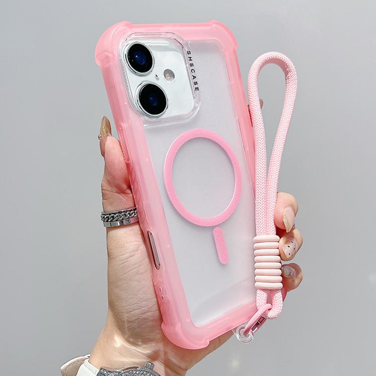 透明霧面TPU混合PC三合一MagSafe手機殼附手腕帶，適用於iPhone 17 Pro Max、iPhone 17 Pro、iPhone 17、iPhone Air、iPhone 16 Pro Max、iPhone 16 Pro、iPhone 16 Plus、iPhone 16