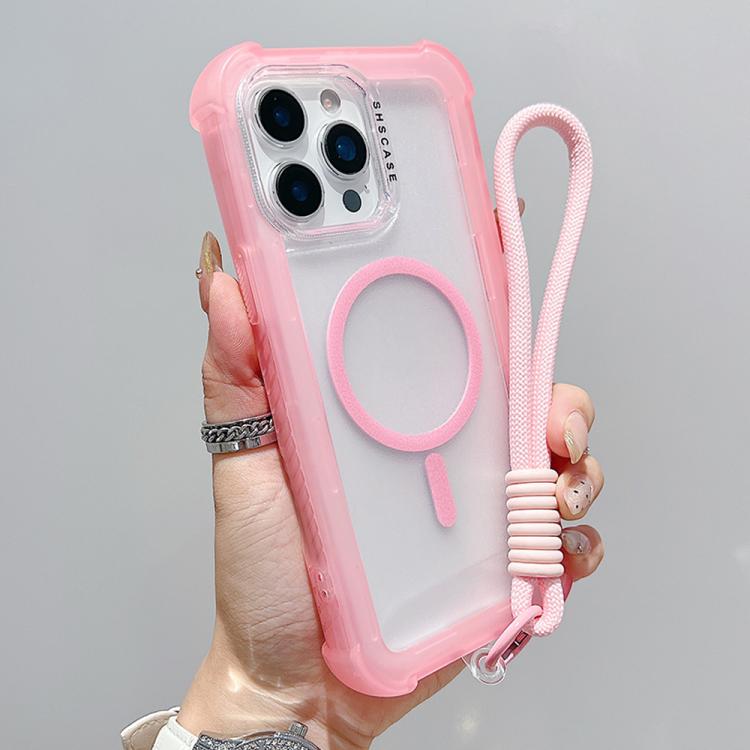 Transparent Matte TPU Hybrid PC 3-in-1 MagSafe Phone Case with Wrist Strap, For iPhone 15 Pro Max, For iPhone 15 Pro, For iPhone 15 Plus, For iPhone 15, For iPhone 14 Plus, For iPhone 14, For iPhone 14 Pro, For iPhone 14 Pro Max