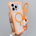 透明霧面TPU混合PC三合一MagSafe手機殼附手腕帶，適用於iPhone 13 Pro Max、iPhone 13 Pro、iPhone 13、iPhone 12 Pro Max