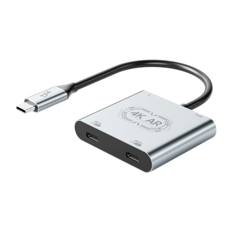 V77G 4K 60Hz USB-C / Type-C 轉雙 Type-C，PD 100W，USB 3.0 AR 眼鏡充電轉接器