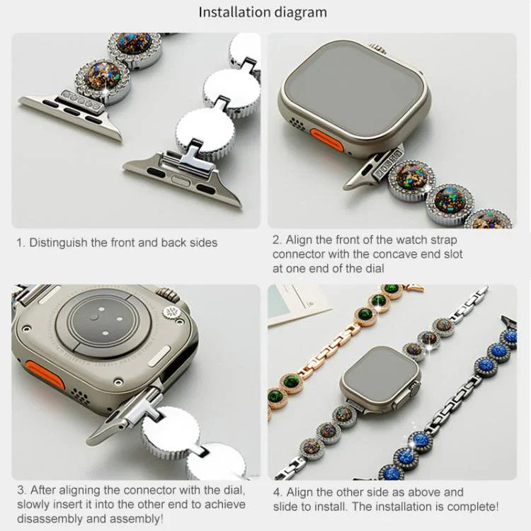 xDfind 閃耀鑽石珠寶金屬錶帶，適用於 Apple Watch 42 / 44 / 45 / 46 / 49mm，適用於 Apple Watch 38 / 40 / 41 / S11 42mm
