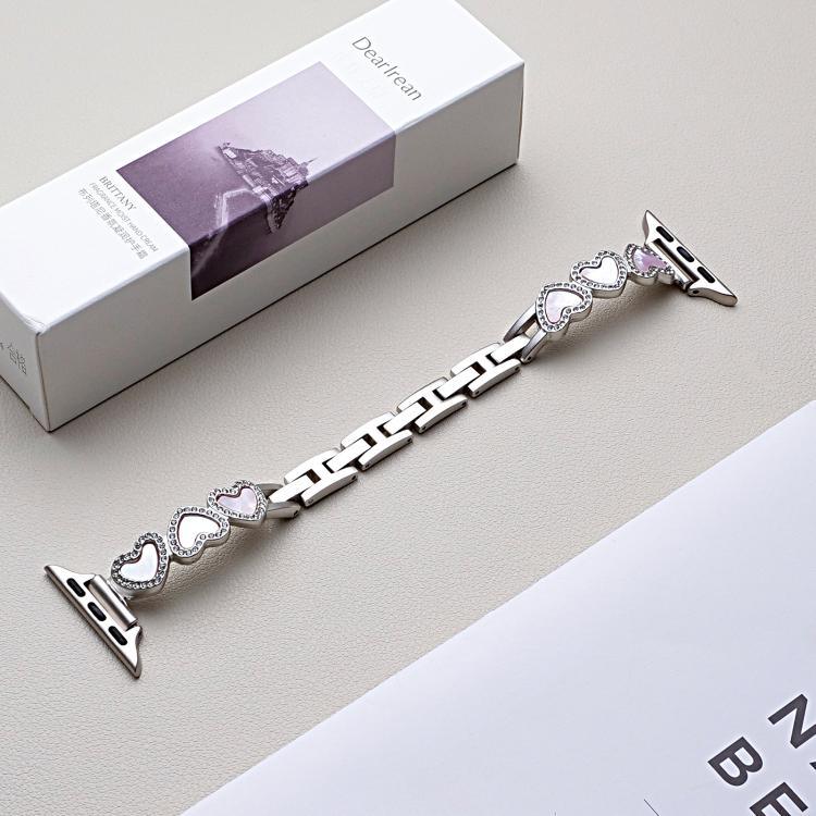 xDfind 心形貝殼金屬錶帶，適用於 Apple Watch 42 / 44 / 45 / 46 / 49mm，適用於 Apple Watch 38 / 40 / 41 / S11 42mm