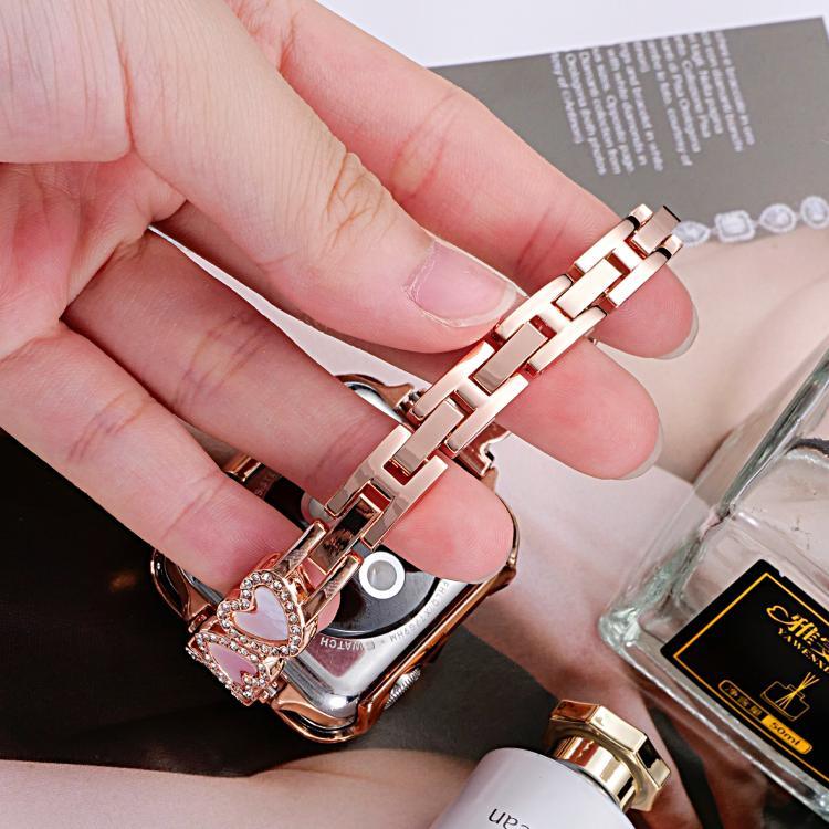 xDfind 心形貝殼金屬錶帶，適用於 Apple Watch 42 / 44 / 45 / 46 / 49mm，適用於 Apple Watch 38 / 40 / 41 / S11 42mm