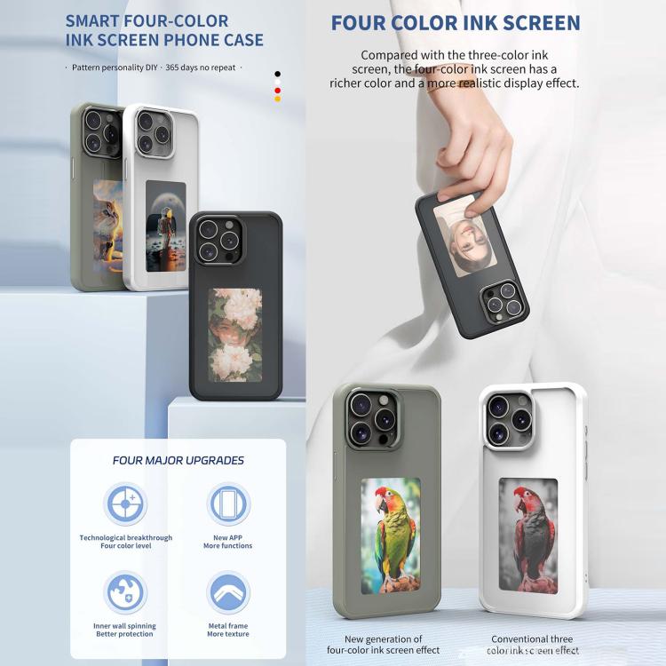 四色電子墨水螢幕NFC DIY手機殼，適用於iPhone 17 Pro Max，適用於iPhone 17 Pro