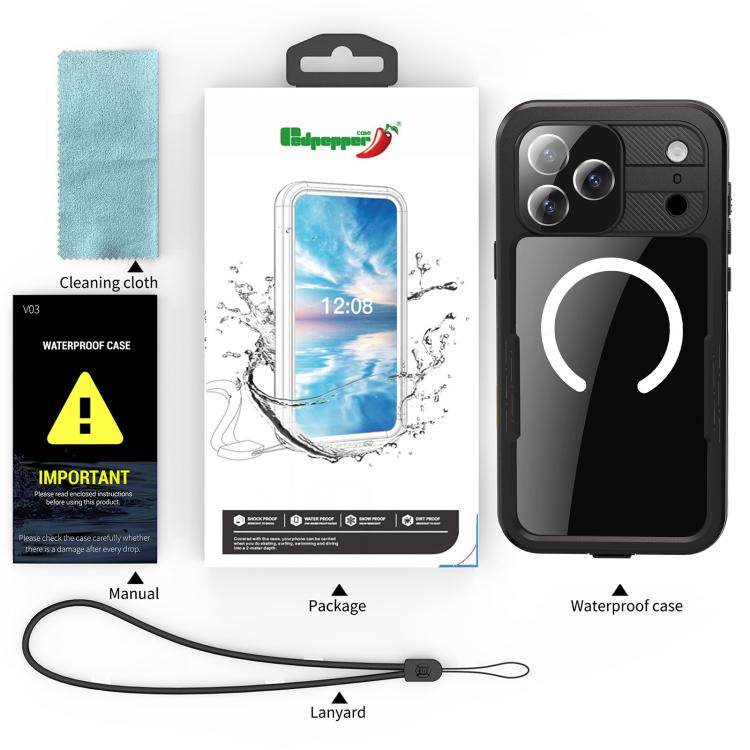 RedPepper IP68 防水三重防護 MagSafe 手機殼，適用於 iPhone 17 Pro Max、iPhone 17 Pro、iPhone Air
