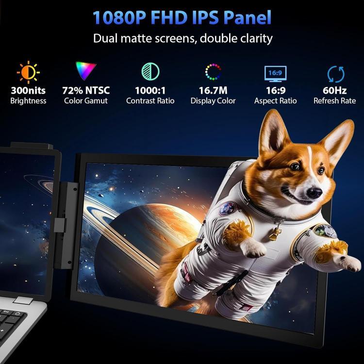 Z140A01D 14 吋 1080P 雙螢幕筆電擴充便攜顯示器，14 吋 1080P