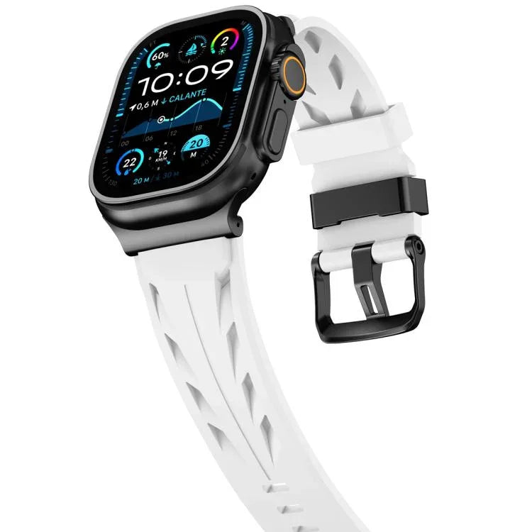 黑色針扣矽膠錶帶，適用於 Apple Watch 46mm / 49mm / 45mm / 44mm，適用於 Apple Watch 42mm / 41mm / 40mm / 38mm