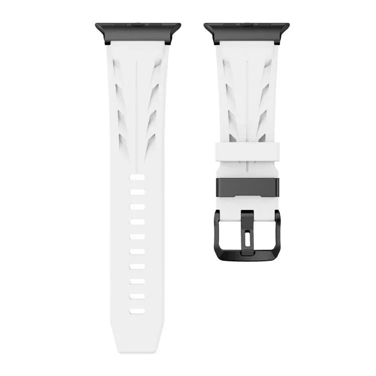 黑色針扣矽膠錶帶，適用於 Apple Watch 46mm / 49mm / 45mm / 44mm，適用於 Apple Watch 42mm / 41mm / 40mm / 38mm