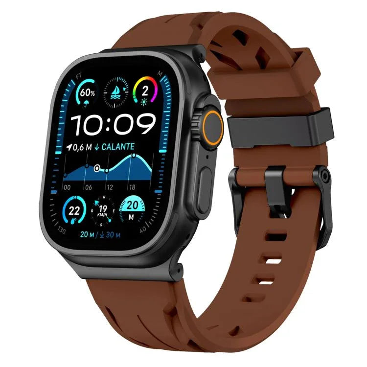 黑色針扣矽膠錶帶，適用於 Apple Watch 46mm / 49mm / 45mm / 44mm，適用於 Apple Watch 42mm / 41mm / 40mm / 38mm