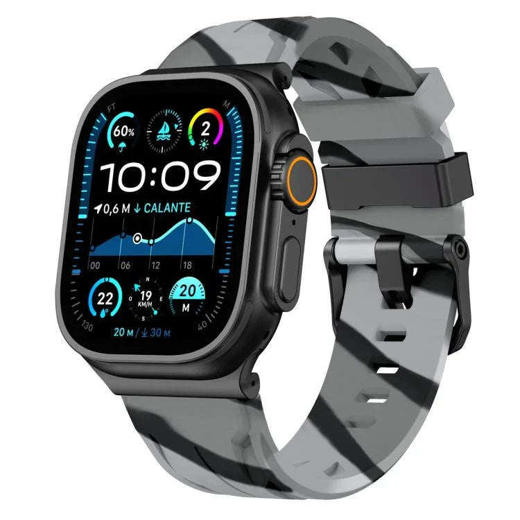 黑色針扣矽膠錶帶，適用於 Apple Watch 46mm / 49mm / 45mm / 44mm，適用於 Apple Watch 42mm / 41mm / 40mm / 38mm