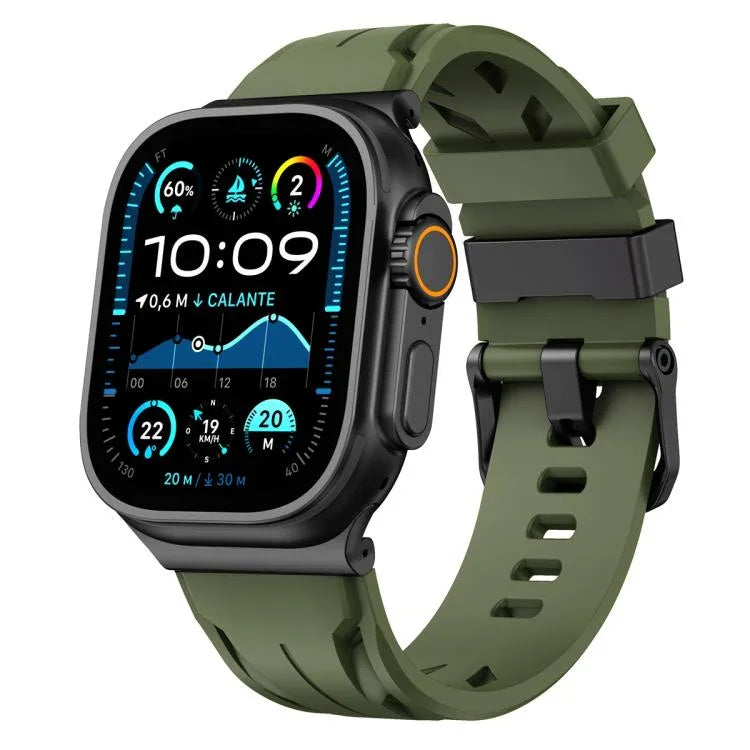 黑色針扣矽膠錶帶，適用於 Apple Watch 46mm / 49mm / 45mm / 44mm，適用於 Apple Watch 42mm / 41mm / 40mm / 38mm