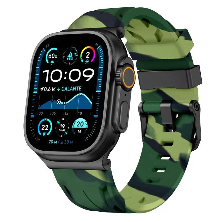黑色針扣矽膠錶帶，適用於 Apple Watch 46mm / 49mm / 45mm / 44mm，適用於 Apple Watch 42mm / 41mm / 40mm / 38mm