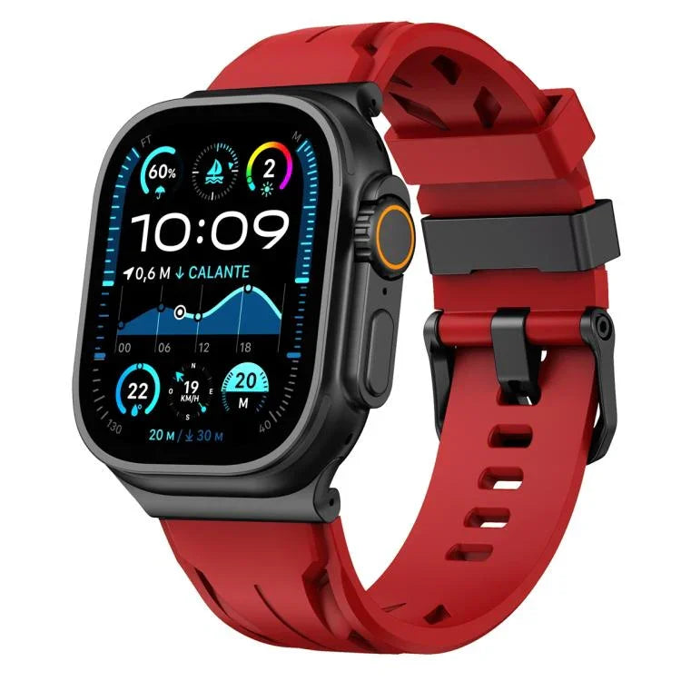 黑色針扣矽膠錶帶，適用於 Apple Watch 46mm / 49mm / 45mm / 44mm，適用於 Apple Watch 42mm / 41mm / 40mm / 38mm