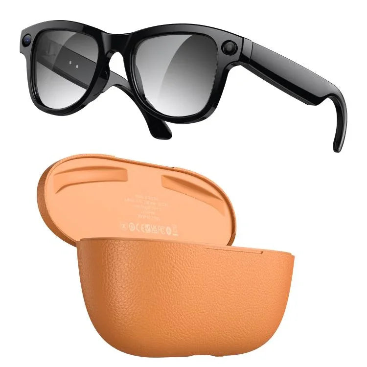 M02 Ultra 8MP 攝影機 AI 智慧眼鏡變色鏡片，附黑色充電盒，附棕色充電盒