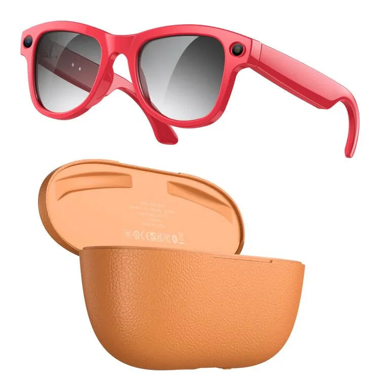 M02 Ultra 8MP 攝影機 AI 智慧眼鏡變色鏡片，附黑色充電盒，附棕色充電盒