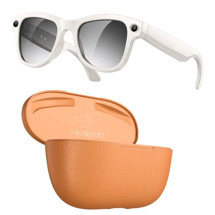 M02 Ultra 8MP 攝影機 AI 智慧眼鏡變色鏡片，附黑色充電盒，附棕色充電盒