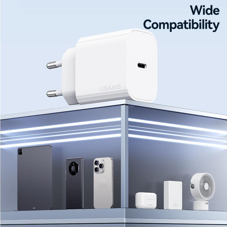USAMS CC226 T65 PD20W USB-C / Type-C 單埠快充充電器，歐規插頭，CC226