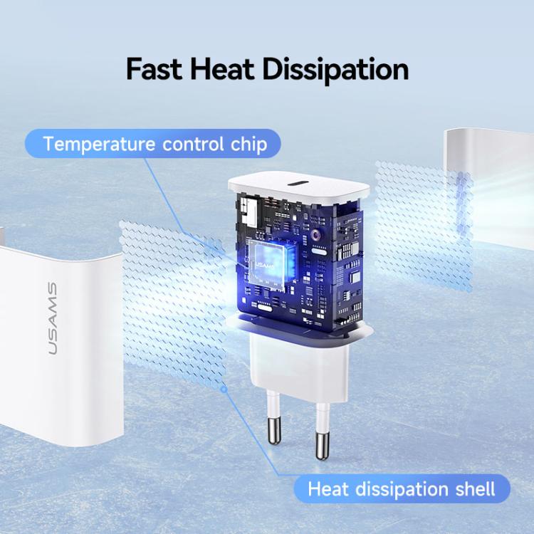 USAMS CC226 T65 PD20W USB-C / Type-C 單埠快充充電器，歐規插頭，CC226