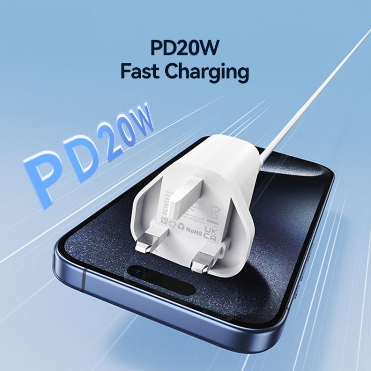 USAMS CC227 T65 PD20W USB-C / Type-C 單埠快充充電器，英規插頭，CC227