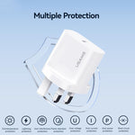 USAMS CC227 T65 PD20W USB-C / Type-C 單埠快充充電器，英規插頭，CC227