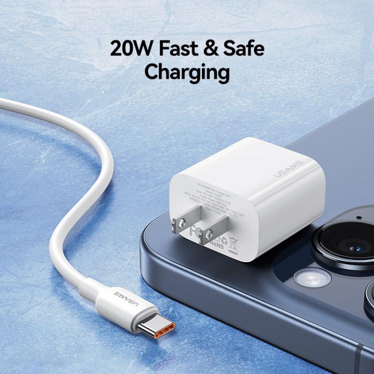 USAMS CC228 T65 PD20W USB-C / Type-C 單埠快充充電器，美規插頭，CC228