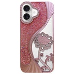 電鍍 TPU 蓮花鏤空雕刻鑽石閃粉手機殼，適用於 iPhone 15、iPhone 14、iPhone 14 Pro、iPhone 14 Pro Max、iPhone 13 Pro Max、iPhone 13 Pro、iPhone 13、iPhone 12