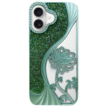 電鍍 TPU 蓮花鏤空雕刻鑽石閃粉手機殼，適用於 iPhone 15、iPhone 14、iPhone 14 Pro、iPhone 14 Pro Max、iPhone 13 Pro Max、iPhone 13 Pro、iPhone 13、iPhone 12