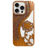 電鍍 TPU 蓮花鏤空雕刻鑽石閃粉手機殼，適用於 iPhone 15、iPhone 14、iPhone 14 Pro、iPhone 14 Pro Max、iPhone 13 Pro Max、iPhone 13 Pro、iPhone 13、iPhone 12
