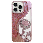 電鍍 TPU 蓮花鏤空雕刻鑽石閃粉手機殼，適用於 iPhone 15、iPhone 14、iPhone 14 Pro、iPhone 14 Pro Max、iPhone 13 Pro Max、iPhone 13 Pro、iPhone 13、iPhone 12