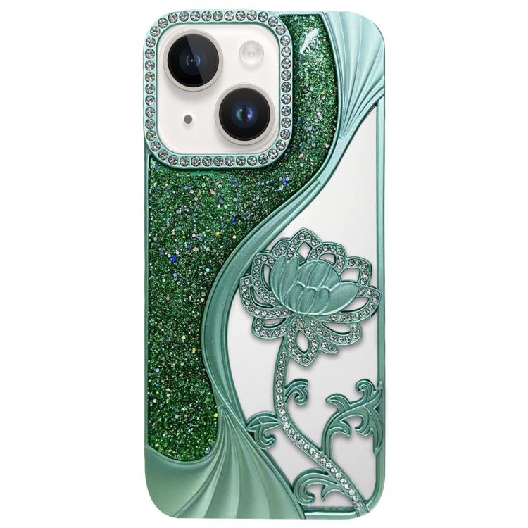 電鍍 TPU 蓮花鏤空雕刻鑽石閃粉手機殼，適用於 iPhone 12 Pro Max、iPhone 12 Pro、iPhone 11 Pro Max、iPhone 11