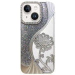 電鍍 TPU 蓮花鏤空雕刻鑽石閃粉手機殼，適用於 iPhone 12 Pro Max、iPhone 12 Pro、iPhone 11 Pro Max、iPhone 11