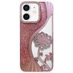 電鍍 TPU 蓮花鏤空雕刻鑽石閃粉手機殼，適用於 iPhone 12 Pro Max、iPhone 12 Pro、iPhone 11 Pro Max、iPhone 11