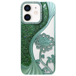 電鍍 TPU 蓮花鏤空雕刻鑽石閃粉手機殼，適用於 iPhone 12 Pro Max、iPhone 12 Pro、iPhone 11 Pro Max、iPhone 11