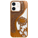 電鍍 TPU 蓮花鏤空雕刻鑽石閃粉手機殼，適用於 iPhone 12 Pro Max、iPhone 12 Pro、iPhone 11 Pro Max、iPhone 11