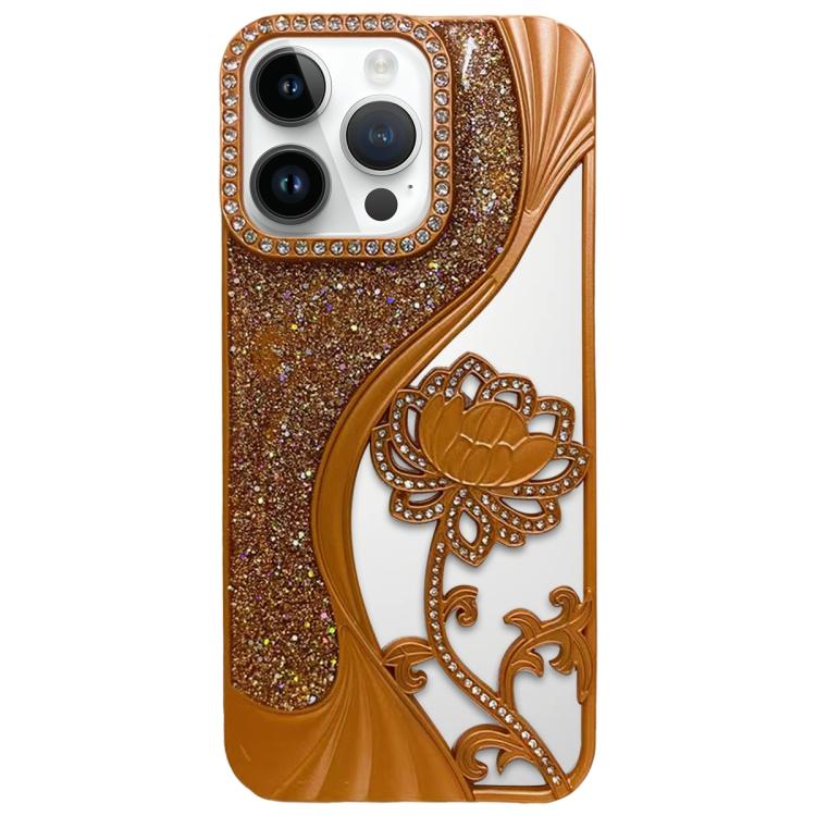 電鍍 TPU 蓮花鏤空雕刻鑽石閃粉手機殼，適用於 iPhone 12 Pro Max、iPhone 12 Pro、iPhone 11 Pro Max、iPhone 11