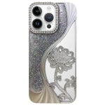 電鍍 TPU 蓮花鏤空雕刻鑽石閃粉手機殼，適用於 iPhone 12 Pro Max、iPhone 12 Pro、iPhone 11 Pro Max、iPhone 11
