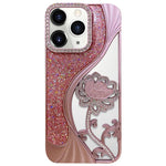 電鍍 TPU 蓮花鏤空雕刻鑽石閃粉手機殼，適用於 iPhone 12 Pro Max、iPhone 12 Pro、iPhone 11 Pro Max、iPhone 11