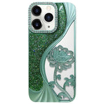 電鍍 TPU 蓮花鏤空雕刻鑽石閃粉手機殼，適用於 iPhone 12 Pro Max、iPhone 12 Pro、iPhone 11 Pro Max、iPhone 11