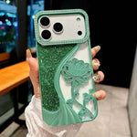 電鍍 TPU 蓮花鏤空雕刻鑽石閃粉手機殼，適用於 iPhone 17 Pro Max、iPhone 17 Pro、iPhone 17、iPhone 16 Pro Max、iPhone 16 Pro、iPhone 16、iPhone 15 Pro Max、iPhone 15 Pro